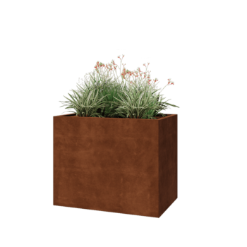 Jardinière en acier Corten - Rectangle - 100 x 60 x 80 cm - Avec plaque de fond
