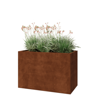 Jardinière en acier Corten - Rectangle - 120 x 60 x 80 cm - Sanc plaque de fond