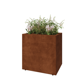 Jardinière en acier Corten - Rectangle - 80 x 60 x 80 cm - Avec plaque de fond - Avec pieds