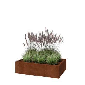Jardinière en acier Corten - Rectangle - 120 x 80 x 30 cm - Avec plaque de fond