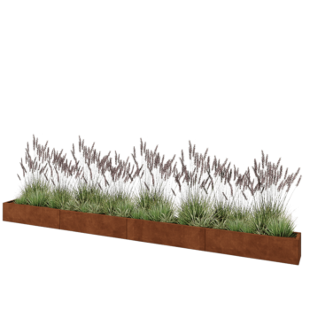 Jardinière XXL en acier Corten - Rectangle - 480 x 30 x 30 cm - Sanc plaque de fond