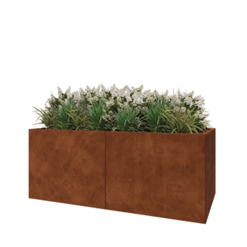 Jardinière XXL en acier Corten - Rectangle - 200 x 100 x 80 cm - Sanc plaque de fond
