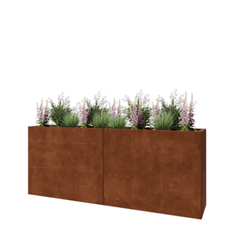 Jardinière XXL en acier Corten - Rectangle - 200 x 40 x 80 cm - Sanc plaque de fond