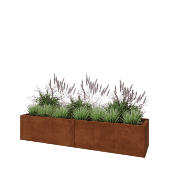 Jardinière XXL en acier Corten - Rectangle - 200 x 50 x 40 cm - Avec plaque de fond