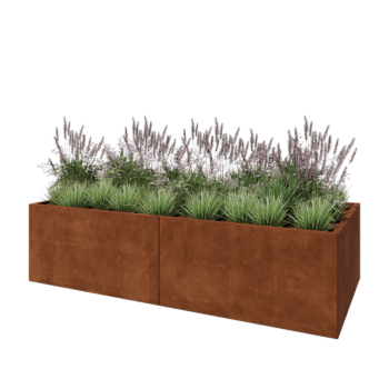 Jardinière XXL en acier Corten - Rectangle - 240 x 100 x 60 cm - Avec plaque de fond