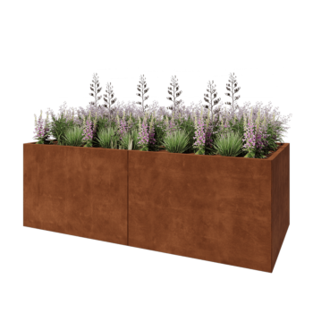 Jardinière XXL en acier Corten - Rectangle - 240 x 100 x 80 cm - Sanc plaque de fond