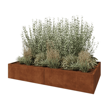 Jardinière XXL en acier Corten - Rectangle - 240 x 120 x 40 cm - Avec plaque de fond