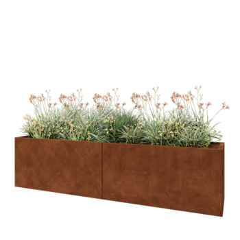 Jardinière XXL en acier Corten - Rectangle - 240 x 50 x 60 cm - Sanc plaque de fond