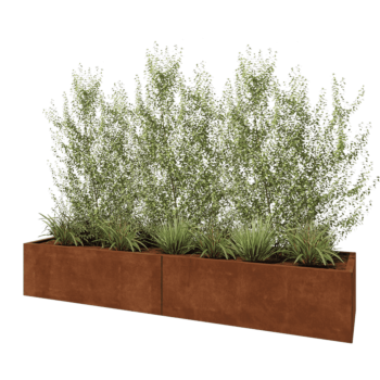 Jardinière XXL en acier Corten - Rectangle - 240 x 60 x 40 cm - Sanc plaque de fond