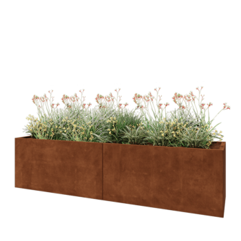 Jardinière XXL en acier Corten - Rectangle - 240 x 60 x 60 cm - Sanc plaque de fond