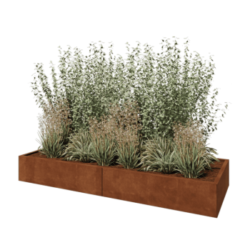 Jardinière XXL en acier Corten - Rectangle - 240 x 80 x 30 cm - Sanc plaque de fond
