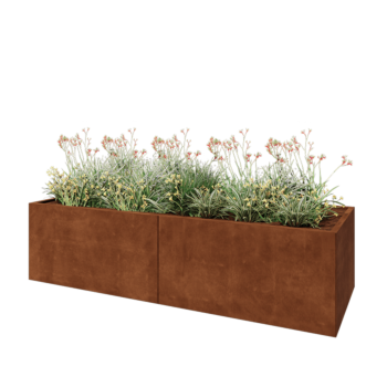 Jardinière XXL en acier Corten - Rectangle - 240 x 80 x 60 cm - Sanc plaque de fond