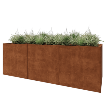 Jardinière XXL en acier Corten - Rectangle - 300 x 100 x 100 cm - Avec plaque de fond