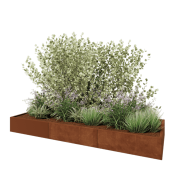 Jardinière XXL en acier Corten - Rectangle - 300 x 100 x 30 cm - Avec plaque de fond