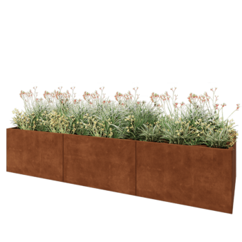 Jardinière XXL en acier Corten - Rectangle - 300 x 100 x 60 cm - Sanc plaque de fond