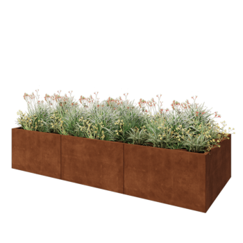 Jardinière XXL en acier Corten - Rectangle - 300 x 120 x 60 cm - Avec plaque de fond