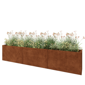 Jardinière XXL en acier Corten - Rectangle - 300 x 40 x 60 cm - Sanc plaque de fond