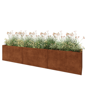 Jardinière XXL en acier Corten - Rectangle - 300 x 50 x 60 cm - Avec plaque de fond