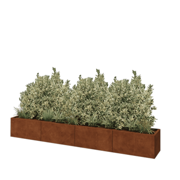 Jardinière XXL en acier Corten - Rectangle - 320 x 40 x 40 cm - Avec plaque de fond