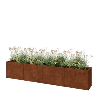 Jardinière XXL en acier Corten - Rectangle - 320 x 40 x 60 cm - Sanc plaque de fond