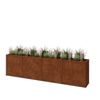 Jardinière XXL en acier Corten - Rectangle - 320 x 40 x 80 cm - Avec plaque de fond