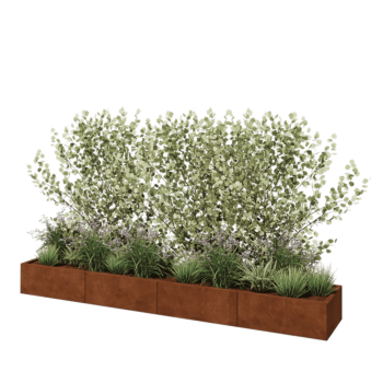 Jardinière XXL en acier Corten - Rectangle - 320 x 50 x 30 cm - Sanc plaque de fond