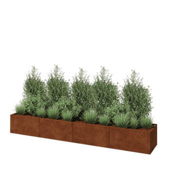 Jardinière XXL en acier Corten - Rectangle - 320 x 50 x 40 cm - Sanc plaque de fond