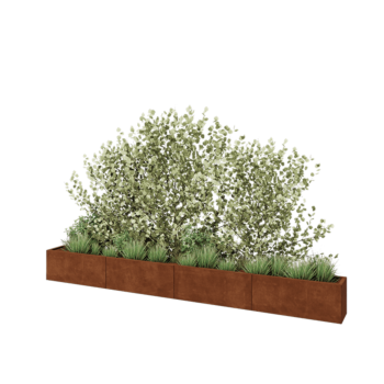 Jardinière XXL en acier Corten - Rectangle - 400 x 30 x 40 cm - Sanc plaque de fond