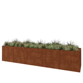 Jardinière XXL en acier Corten - Rectangle - 500 x 100 x 100 cm - Sanc plaque de fond