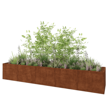 Jardinière XXL en acier Corten - Rectangle - 500 x 100 x 80 cm - Sanc plaque de fond