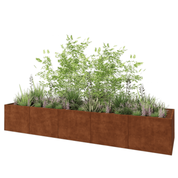 Jardinière XXL en acier Corten - Rectangle - 500 x 120 x 80 cm - Sanc plaque de fond