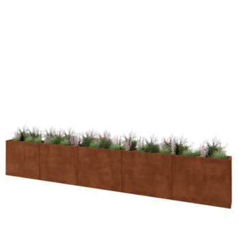 Jardinière XXL en acier Corten - Rectangle - 500 x 30 x 80 cm - Sanc plaque de fond