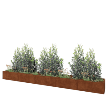 Jardinière XXL en acier Corten - Rectangle - 500 x 60 x 40 cm - Sanc plaque de fond