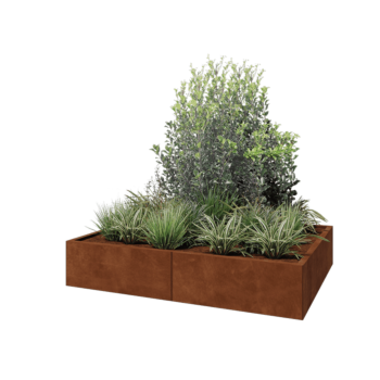 Jardinière XXL en acier Corten - Rectangle - 160 x 120 x 30 cm - Avec plaque de fond