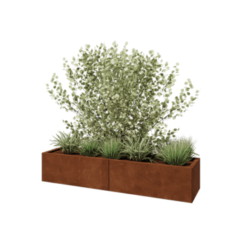 Jardinière XXL en acier Corten - Rectangle - 160 x 40 x 30 cm - Sanc plaque de fond