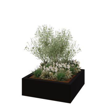 Jardinière en polyester - Carré - 120 x 120 x 40 cm - RAL9005 mat (noir) - Avec fond