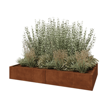 Jardinière XXL en acier Corten - Rectangle - 200 x 120 x 30 cm - Sanc plaque de fond