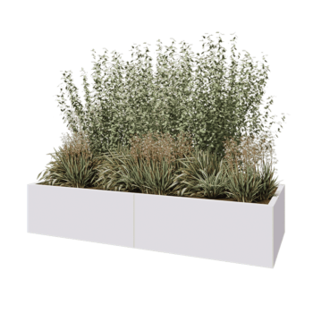 Jardinière XXL en acier - Rectangle - 200 x 80 x 40 cm - RAL9010 mat (blanc) - Avec plaque de fond