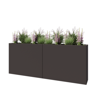 Jardinière XXL en acier - Rectangle - 200 x 30 x 80 cm - RAL7016 mat (gris anthracite) - Sanc plaque de fond