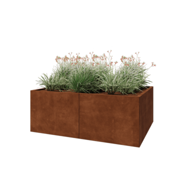 Jardinière XXL en acier Corten - Rectangle - 160 x 120 x 60 cm - Sanc plaque de fond