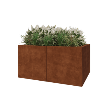 Jardinière XXL en acier Corten - Rectangle - 160 x 120 x 80 cm - Sanc plaque de fond