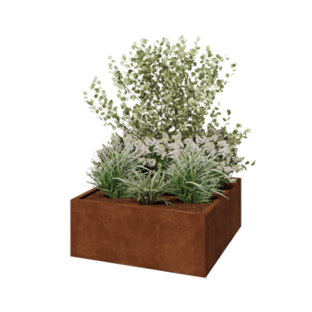 Jardinière en acier Corten - Carré - 100 x 100 x 40 cm - Avec plaque de fond