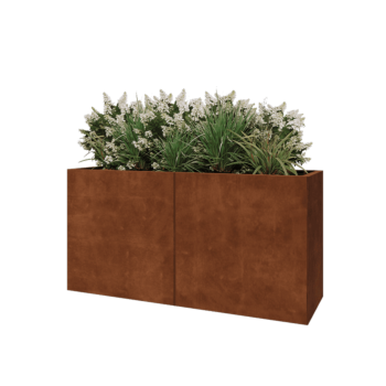 Jardinière XXL en acier Corten - Rectangle - 160 x 50 x 80 cm - Sanc plaque de fond