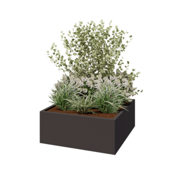 Jardinière en acier - Carré - 100 x 100 x 40 cm - RAL7016 mat (gris anthracite) - Sanc plaque de fond