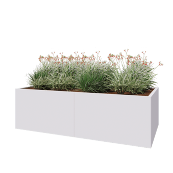 Jardinière XXL en acier - Rectangle - 200 x 100 x 60 cm - RAL9010 mat (blanc) - Sanc plaque de fond