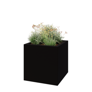 Jardinière en polyester - Carré - 100 x 100 x 100 cm - RAL9005 mat (noir) - Avec fond