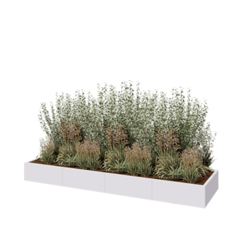 Jardinière XXL en acier - Rectangle - 320 x 80 x 30 cm - RAL9010 mat (blanc) - Avec plaque de fond