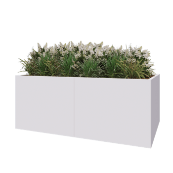 Jardinière XXL en acier - Rectangle - 200 x 120 x 80 cm - RAL9010 mat (blanc) - Sanc plaque de fond