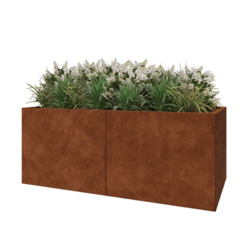 Jardinière XXL en acier Corten - Rectangle - 200 x 100 x 80 cm - Avec plaque de fond