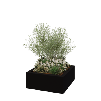 Jardinière en polyester - Carré - 100 x 100 x 40 cm - RAL9005 mat (noir) - Avec fond